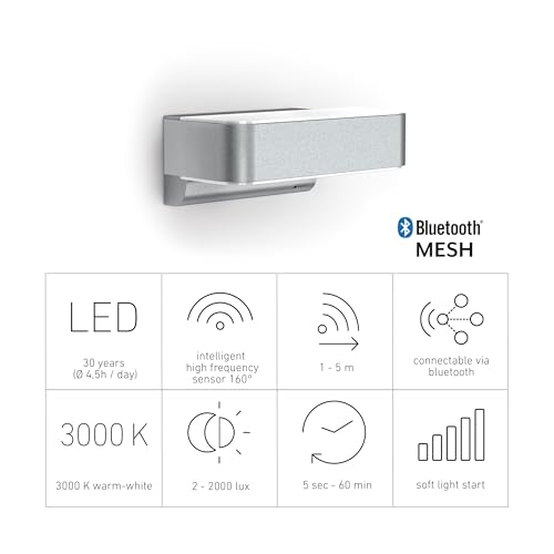 Steinel LED Außenleuchte L 810 SC Connect, 160° iHF- Bewegungsmelder, 9.8 W, 3000 K, smarte Wandleuchte, dimmbar, Zeitpläne, silber – Bild 6