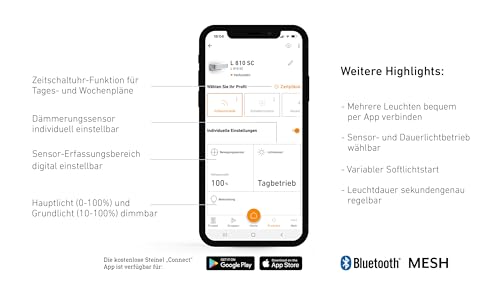 Steinel LED Außenleuchte L 810 SC Connect, 160° iHF- Bewegungsmelder, 9.8 W, 3000 K, smarte Wandleuchte, dimmbar, Zeitpläne, silber – Bild 7