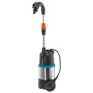 Gardena Regenfasspumpe 4700/2 inox mit Kabel: Tauchdruckpumpe mit integriertem Filter, Fördermenge 4700 l/h, rostfreies Gehäuse, Regulierventil zur Einstellung der Wassermenge (1764-20)