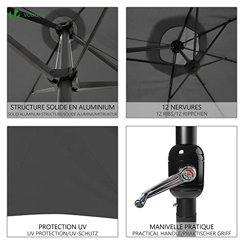 VOUNOT Doppelsonnenschirm mit Handkurbel, Sonnenschirm Marktschirm Gartenschirm Terrassenschirm, Sonnenschutz, 460 x 270 cm, Grau – Bild 4
