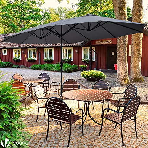 VOUNOT Doppelsonnenschirm mit Handkurbel, Sonnenschirm Marktschirm Gartenschirm Terrassenschirm, Sonnenschutz, 460 x 270 cm, Grau – Bild 6