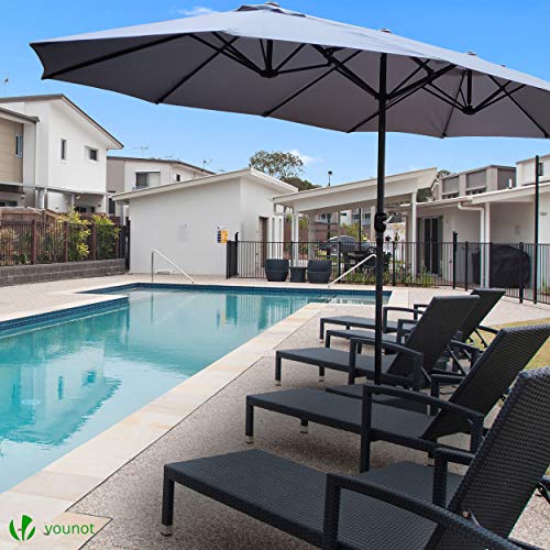 VOUNOT Doppelsonnenschirm mit Handkurbel, Sonnenschirm Marktschirm Gartenschirm Terrassenschirm, Sonnenschutz, 460 x 270 cm, Grau – Bild 7