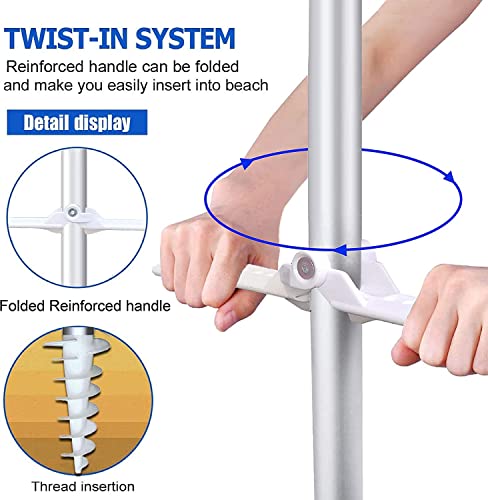 AMMSUN 200cm Sonnenschirm mit zwei zusammengeklappten Terrassen für Sonne und Außenbereich, mit Metallneigung Tragbare Cabana-Silberbeschichtung innen mit 99% UV-Schutz – Bild 5