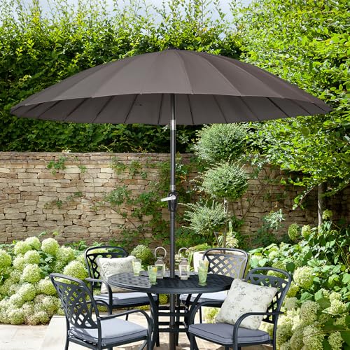 Angel Living Shanghai 250cm Sonneschirm Gartenschirm mit Kurbel,UV-Schutz, Terrassenschirm belüftet, Marktschirm für Terrasse, Garten, Balkon Grau – Bild 7