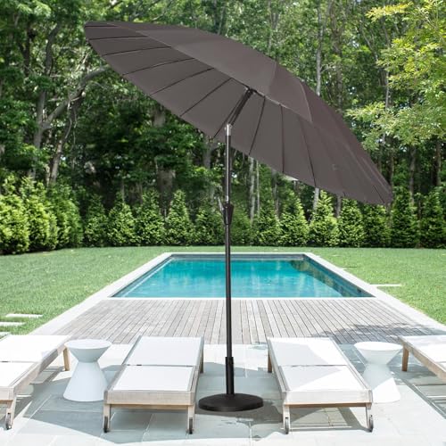 Angel Living Shanghai 250cm Sonneschirm Gartenschirm mit Kurbel,UV-Schutz, Terrassenschirm belüftet, Marktschirm für Terrasse, Garten, Balkon Grau – Bild 8