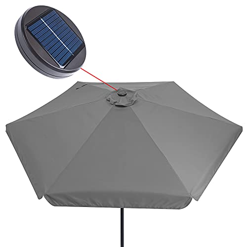 Kingsleeve® Sonnenschirm LED Beleuchtung UV Schutz 80 Solar Schutzhülle 330cm Groß Kurbel Volant Balkon Terrasse Gartenschirm Marktschirm Anthrazit – Bild 5