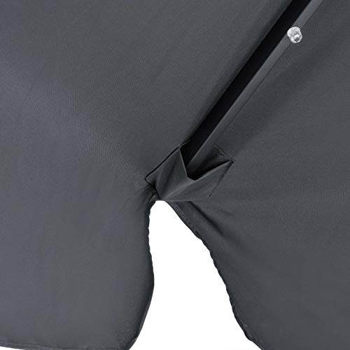 Kingsleeve® Sonnenschirm LED Beleuchtung UV Schutz 80 Solar Schutzhülle 330cm Groß Kurbel Volant Balkon Terrasse Gartenschirm Marktschirm Anthrazit – Bild 7