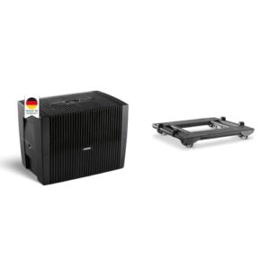 Venta Luftwäscher Comfort Plus LW45, Luftbefeuchtung und Luftreinigung (bis 10 µm Partikel) für Räume bis 60 qm, Brillantschwarz, mit digitaler Steuerung & Rollwagen, anthrazit