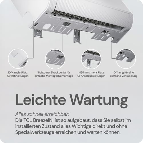 TCL Split Klimaanlage 9000 BTU BreezeIN mit Sprachsteuerung, WIFI für Räume bis 30m² 4 in 1: Heizen, Kühlen, Entfeuchten, Ventilieren - Version 2025 – Bild 6