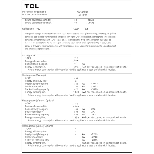 TCL Split Klimaanlage 18000BTU Elite XA73 für Räume bis zu 60m² mit Eco und Turbomodus, 4-Wege-Luftstrom, Kühlen, Heizen, Entfeuchten – Bild 9