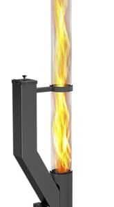 GARDENFLARE Feuerrohr Premium – Große Edelstahl Pelletfackel mit Flamme bis 1,5m & Reinigungsbürste incl., Feuersäule für Garten & Terrasse - Nachhaltiges Ambiente Feuer (Schwarz Pulverbeschichtet)