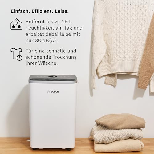 Bosch Dry 4000 Luftentfeuchter - Einfach. Effizient. Leise. - Für Räume bis zu 33 m² - Ideal für Deine Wohnung die schnelle Trocknung Deiner Wäsche – Bild 3