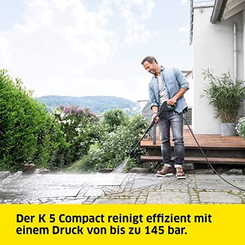 Kärcher Hochdruckreiniger K 5 Compact, Druck: max. 145 bar, Durchfluss: max. 500 l/h, Flächenleistung: 40 m²/h, Wasserfilter, Gewicht: 12 kg, Hochdruckschlauch und -Pistole, Dreckfräser, Strahlrohr – Bild 2