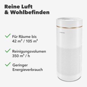 Alternative view of TROTEC AirgoClean 170 Luftreiniger – HEPA Filter für Allergiker – Räume bis 42 m² /105 m³, Luftfilter entfernt 99,97% aller Partikel, Gebläsestufen 5 mit Turbo-Modus, weiß
