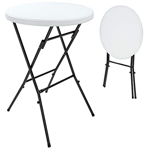 Casaria® Stehtisch 2er Set Klappbar Ø 72 cm Rund 110 cm Hoch Stabil Garten Wasserabweisend Metall Klapptisch Bistrotisch Partytisch Bar Biertisch Weiß
