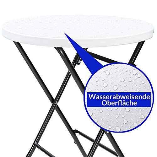 Casaria® Stehtisch 2er Set Klappbar Ø 72 cm Rund 110 cm Hoch Stabil Garten Wasserabweisend Metall Klapptisch Bistrotisch Partytisch Bar Biertisch Weiß – Bild 4