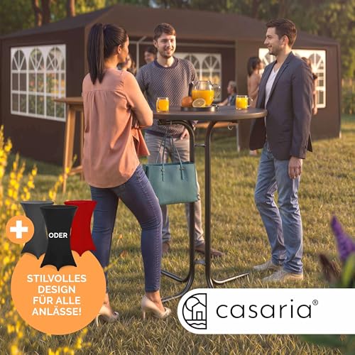 Casaria® Stehtisch mit Husse 70 cm Klappbar Schwarz Rund Holz Metall Pulverbeschichtet Wetterfest Hoch Set Bistrotisch Bartisch Garten Party Tisch – Bild 7