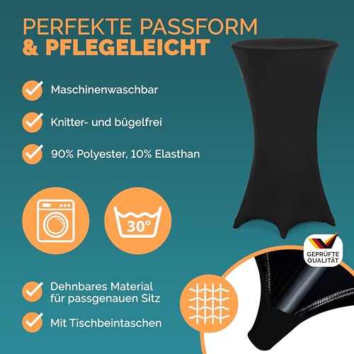 Casaria® Stehtisch mit Husse 70 cm Klappbar Schwarz Rund Holz Metall Pulverbeschichtet Wetterfest Hoch Set Bistrotisch Bartisch Garten Party Tisch – Bild 9