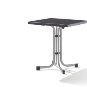 Sieger 231/A Boulevard-Klapptisch mit mecalit-Pro-Platte 70 x 70 cm, Stahlrohrgestell graphit, Tischplatte Schieferdekor anthrazit