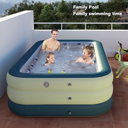 Aufblasbarer Pool für Kinder und Erwachsene, PVC-verdickter 3-lagiger oberirdischer aufblasbarer Pool für Sommerwasserpartys, Hinterhof, Garten, Rasen (527L) – Bild 2