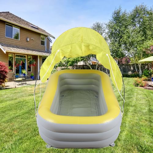 Bonbela 82,7-Zoll-Aufblasbarer Pool, Verdickter Großer Aufblasbarer Pool mit Überdachungsrutsche für Im Hinterhof Im Freien (Gelb) – Bild 8