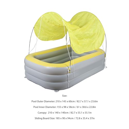 Bonbela 82,7-Zoll-Aufblasbarer Pool, Verdickter Großer Aufblasbarer Pool mit Überdachungsrutsche für Im Hinterhof Im Freien (Gelb) – Bild 9