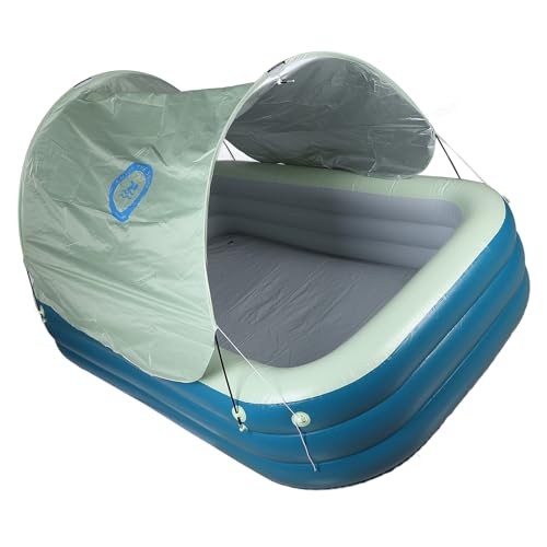 Denash Aufblasbarer Pool mit Überdachung, Langlebig, Großer Aufblasbarer Familienpool für Spiele Im Freien für Freunde, PVCGross, Blau (GREEN) – Bild 8