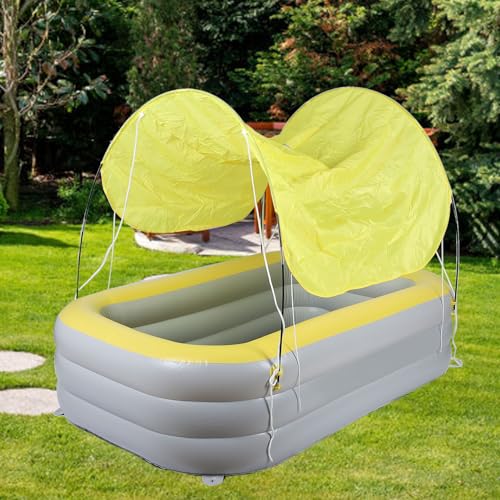 ZASCHMOY Aufblasbarer Pool mit Baldachin und Rutschen - Verdickter Blow -up Schwimmbad für, Große 2,1 M Gelbe Hinterhof Im Außenpolster Aufblasbarer Familienpool (Yellow) – Bild 5