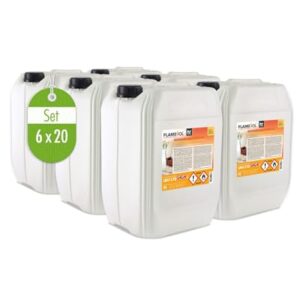 Höfer Chemie Bioethanol 96,6% Premium 6 x 20L - Ethanol für Tischkamin, Kamin & Gartendeko für Draußen - Rauch- und Rußfrei - Aus Mais & Zuckerrüben