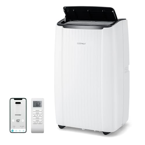 COSTWAY 14000 BTU mobile Klimaanlage mit Abluftschlauch, 4-in-1 Klimagerät mit Heizung, Lüfter & Entfeuchter, 24H Timer, Schlafmodus, Fernbedienung & Installationskit für Räume bis zu 65㎡ (Modell 2)