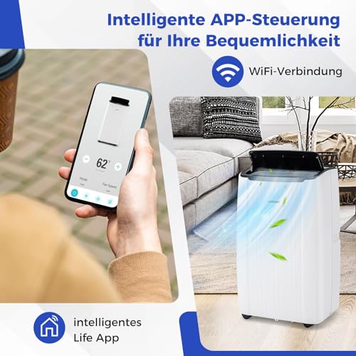 COSTWAY 14000 BTU mobile Klimaanlage mit Abluftschlauch, 4-in-1 Klimagerät mit Heizung, Lüfter & Entfeuchter, 24H Timer, Schlafmodus, Fernbedienung & Installationskit für Räume bis zu 65㎡ (Modell 2) – Bild 5
