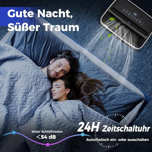 COSTWAY 14000 BTU mobile Klimaanlage mit Abluftschlauch, 4-in-1 Klimagerät mit Heizung, Lüfter & Entfeuchter, 24H Timer, Schlafmodus, Fernbedienung & Installationskit für Räume bis zu 65㎡ (Modell 2) – Bild 8