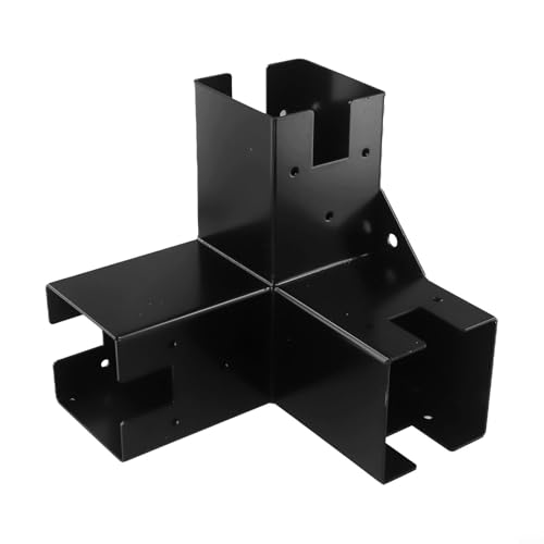Desiumite Rechtwinklige Eckhalterung mit Pergola-Pfostensockel für Holzbalken, 3-Wege-Halterung und Flansch-Montage-Set, Stahl und Aluminiumlegierung, Schwarz, 218 x 218 x 120 mm (Sockel 3T) – Bild 5