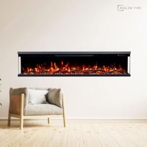Alternative view of GLOW FIRE Elektrokamin Insert 106 mit realistischem 3D LED-Feuer - Wand-Elektrokamin mit Heizung und Kaminfeuer, App Steuerung, Knistereffekt & Timer, max. 1800 W, 152x35x19cm