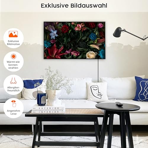 Könighaus Infrarot Bildheizung ✓ Jetzt stark reduziert ✓ TÜV SÜD geprüft ✓ 5 Jahre Garantie ✓ HD Qualität ✓ Schwarzer Rahmen ✓ Doppelter Überhitzungsschutz ✓ 800W ✓ Motiv: Stillleben Blume – Bild 2