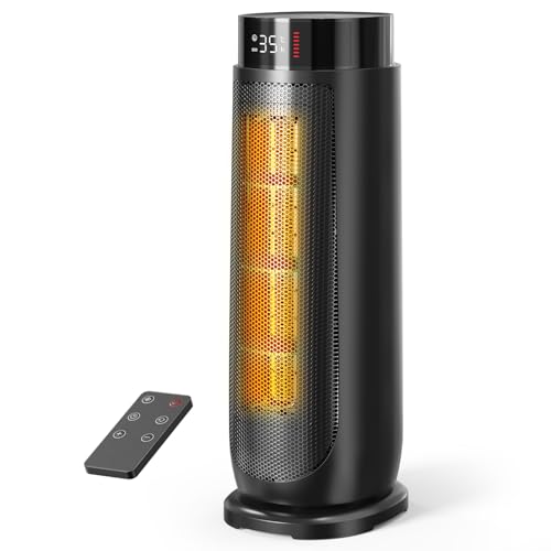 Aroeve Heizlüfter, 2000W PTC Keramik Heizlüfter Energiesparend mit 4 Modi, ECO-Elektroheizung, 90° Oszillation, 24H Timer, Fernbedienung Klein, Leise Heizung, Überhitzungs und Kippschutz für Zuhause