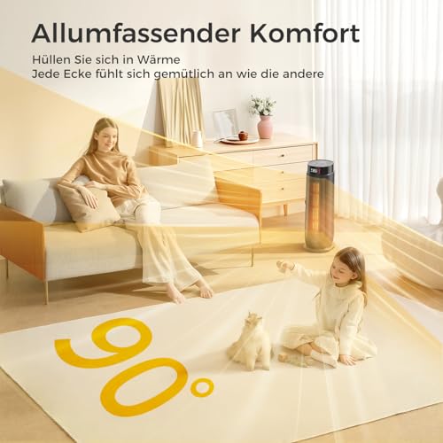 Aroeve Heizlüfter, 2000W PTC Keramik Heizlüfter Energiesparend mit 4 Modi, ECO-Elektroheizung, 90° Oszillation, 24H Timer, Fernbedienung Klein, Leise Heizung, Überhitzungs und Kippschutz für Zuhause – Bild 4