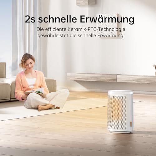 MYCARBON Heizlüfter Bad 900W/1500W Heizlüfter Energiesparend leise Thermostat 8H Timer 60°Oszillation mit Kippschutz Überhitzungsschutz Keramik Heizlüfter für Badzimmer Wohnzimmer – Bild 3