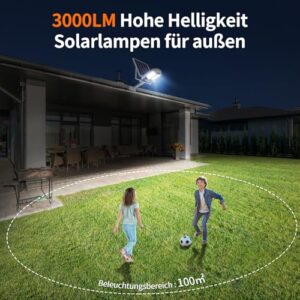 Alternative view of INTELAMP Solar Straßenlaterne mit Fernbedienung, 12500mAh 3000LM Solar Strahler Außen 6500K Straßenlampe Wandleuchte mit Bewegungsmelder Sensor, Außen Wegeleuchte im Freien Straßenleuchte