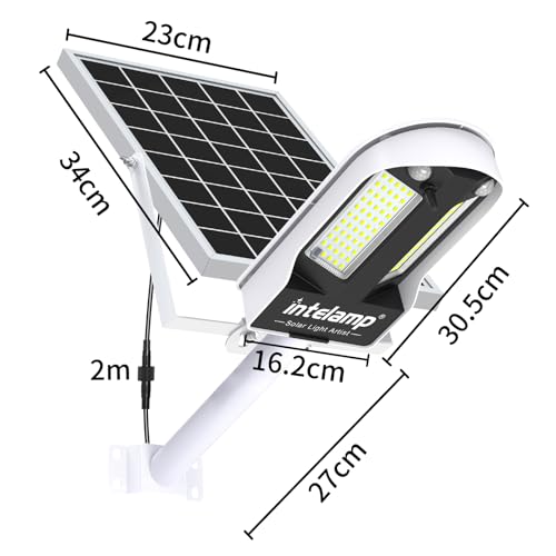 INTELAMP Solar Straßenlaterne mit Fernbedienung, 12500mAh 3000LM Solar Strahler Außen 6500K Straßenlampe Wandleuchte mit Bewegungsmelder Sensor, Außen Wegeleuchte im Freien Straßenleuchte – Bild 7
