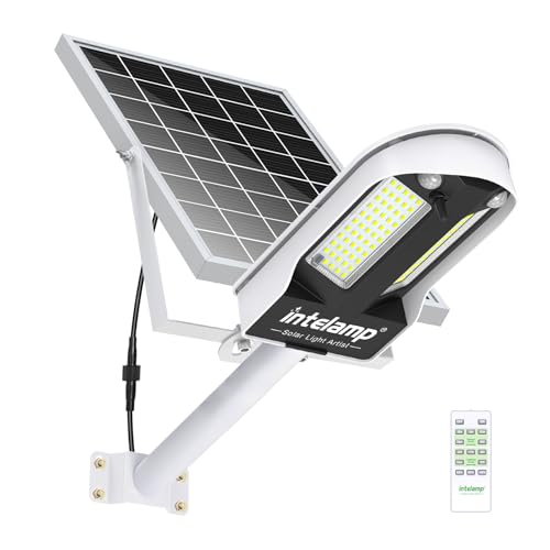 INTELAMP Solar Straßenlaterne mit Fernbedienung, 12500mAh 3000LM Solar Strahler Außen 6500K Straßenlampe Wandleuchte mit Bewegungsmelder Sensor, Außen Wegeleuchte im Freien Straßenleuchte – Bild 9