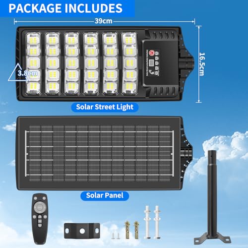 PEAKRO Solar Straßenlaterne für Außen, 6000K LED Solarleuchten Wasserdicht mit Fernbedienung & Bewegungssensor, Solarlampen Außen Dämmerung bis zum Morgengrauen, Solar Wegeleuchte für Parkplatz Hof(2) – Bild 7