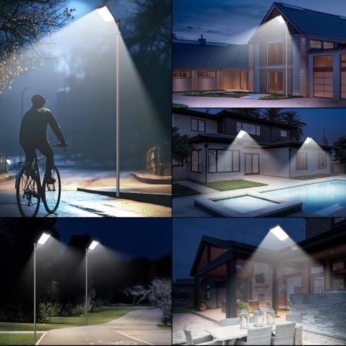 PEAKRO Solar Straßenlaterne für Außen, 6000K LED Solarleuchten Wasserdicht mit Fernbedienung & Bewegungssensor, Solarlampen Außen Dämmerung bis zum Morgengrauen, Solar Wegeleuchte für Parkplatz Hof(2) – Bild 8