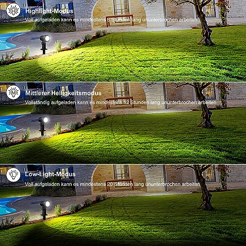 MEIKEE Solar Strahler 6 Stück mit Fernbedienung Solar Gartenleuchte 2700K 4000K 6000K Solarlampen IP66 Wasserdicht 3 Helligkeit Timer Gartenbeleuchtung für Garten Pfad Terrasse Rasen Bäume – Bild 4