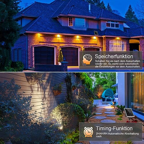 MEIKEE Solar Strahler 6 Stück mit Fernbedienung Solar Gartenleuchte 2700K 4000K 6000K Solarlampen IP66 Wasserdicht 3 Helligkeit Timer Gartenbeleuchtung für Garten Pfad Terrasse Rasen Bäume – Bild 8