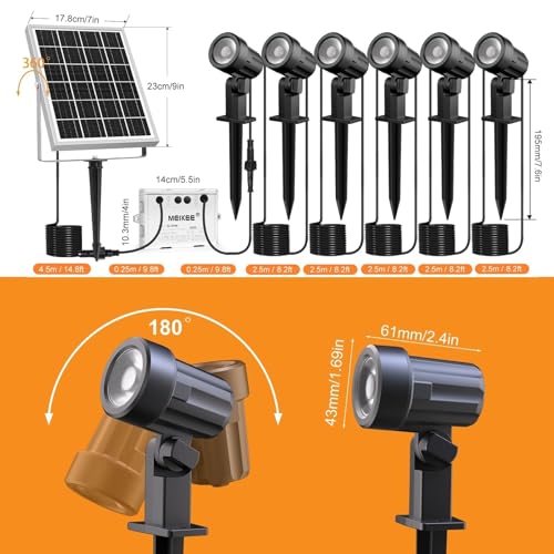 MEIKEE Solar Strahler 6 Stück mit Fernbedienung Solar Gartenleuchte 2700K 4000K 6000K Solarlampen IP66 Wasserdicht 3 Helligkeit Timer Gartenbeleuchtung für Garten Pfad Terrasse Rasen Bäume – Bild 9