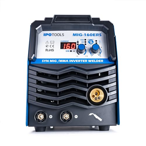 IPOTOOLS MIG-160ERS 5in1 MIG MAG Schweißgerät - Schutzgas Schweissgerät mit 160 Ampere Inverter FLUX/Fülldrahtschweißgerät ohne Gas Elektroden/E-Hand geeignet/Digital/IGBT / 230V / 7 Jahre Garantie – Bild 2