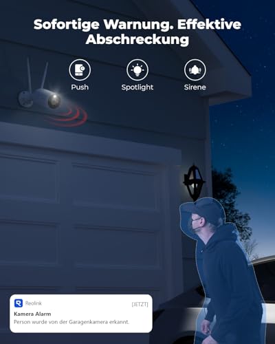 Reolink 4K Wi-Fi 6 Überwachungskamera, 5/2,4 GHz WLAN Kamera Outdoor mit IP67 Metallgehäuse, Menschen-/Fahrzeug-/Haustiererkennung, Farbnachtsicht, 2-Wege-Audio, 24/7-Aufzeichnung, RLC-810WA – Bild 4