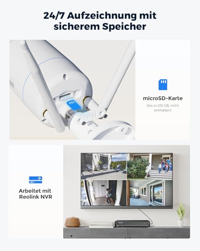 Reolink 4K Wi-Fi 6 Überwachungskamera, 5/2,4 GHz WLAN Kamera Outdoor mit IP67 Metallgehäuse, Menschen-/Fahrzeug-/Haustiererkennung, Farbnachtsicht, 2-Wege-Audio, 24/7-Aufzeichnung, RLC-810WA – Bild 7