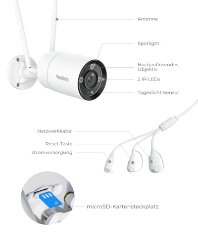 Reolink 4K Wi-Fi 6 Überwachungskamera, 5/2,4 GHz WLAN Kamera Outdoor mit IP67 Metallgehäuse, Menschen-/Fahrzeug-/Haustiererkennung, Farbnachtsicht, 2-Wege-Audio, 24/7-Aufzeichnung, RLC-810WA – Bild 8